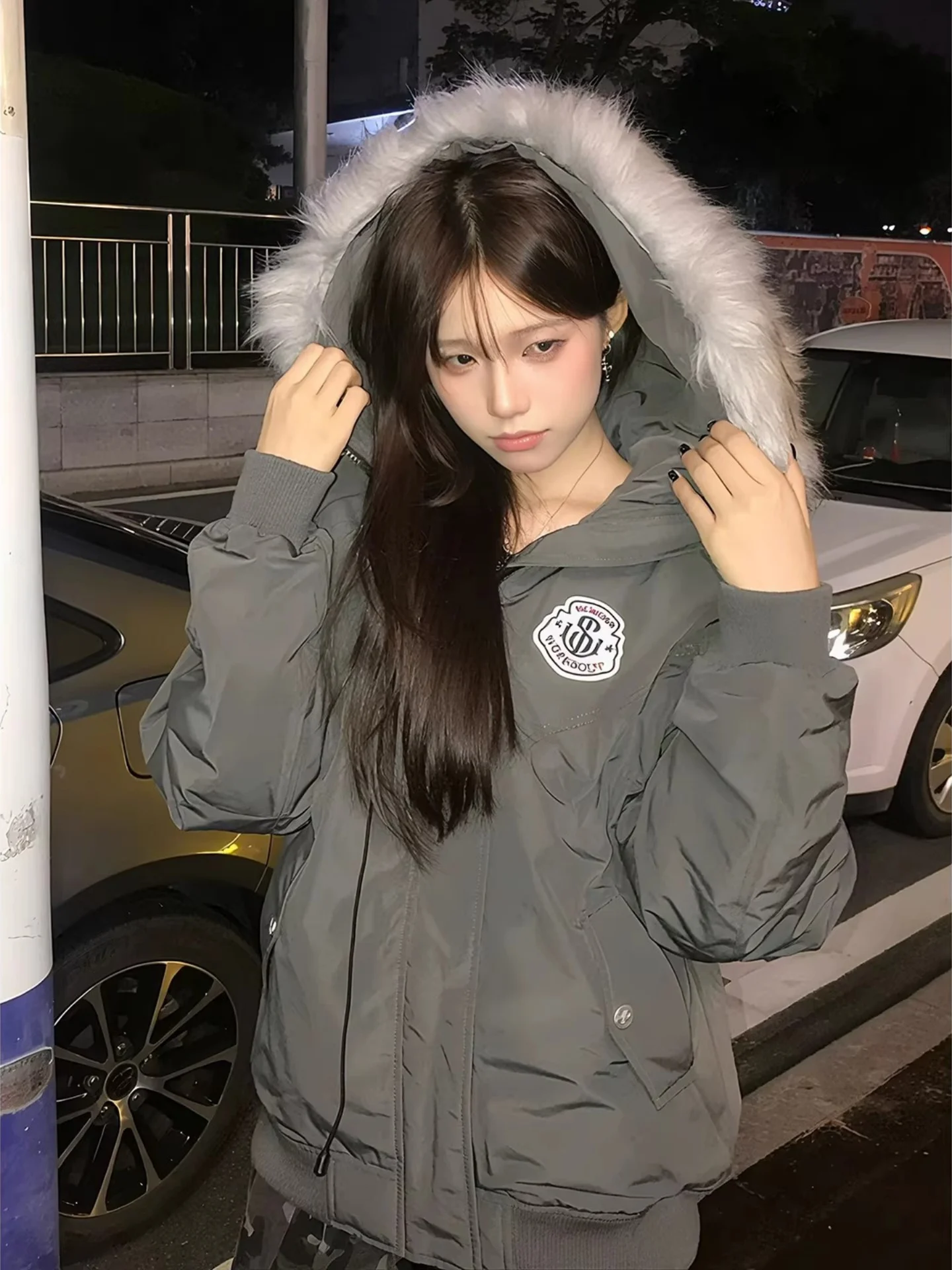 

Мужская зимняя куртка в американском ретро-стиле, хлопковая, с капюшоном, стеганая, утепленная, на молнии, с длинными рукавами, повседневная, приталенная