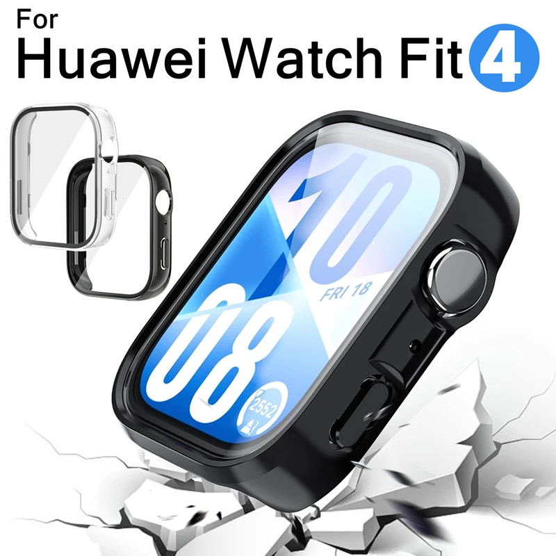

Стеклянный чехол 2 в 1 для Huawei Watch Fit 4 Fit4, защитная пленка, полное покрытие, водонепроницаемая защитная пленка для экрана, бампер, жесткий чехол для ПК