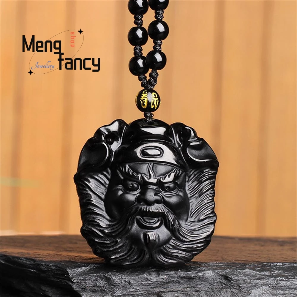 

Natural Obsidian Frosted Zhong Kui Pendant Exquisite Charm Fashion Engraver Fine Jewelry Amulet Mascot Best Selling Holiday Gift