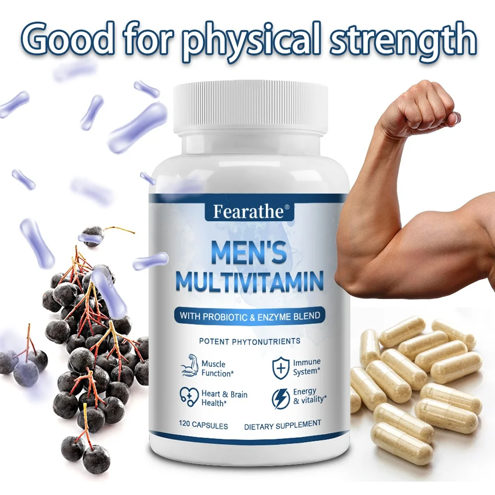 Men's Multivitamin with Probiotic and Enzyme Blend - support Immune, Heart, Brain, Energy