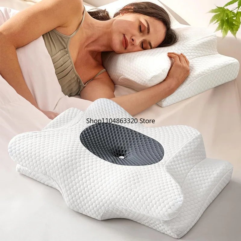 

Эргономичная подушка из пены с эффектом памяти в форме бабочки для расслабления шейного отдела позвоночника, с медленным восстановлением формы, для снятия боли в шее, ортопедическая, для сна