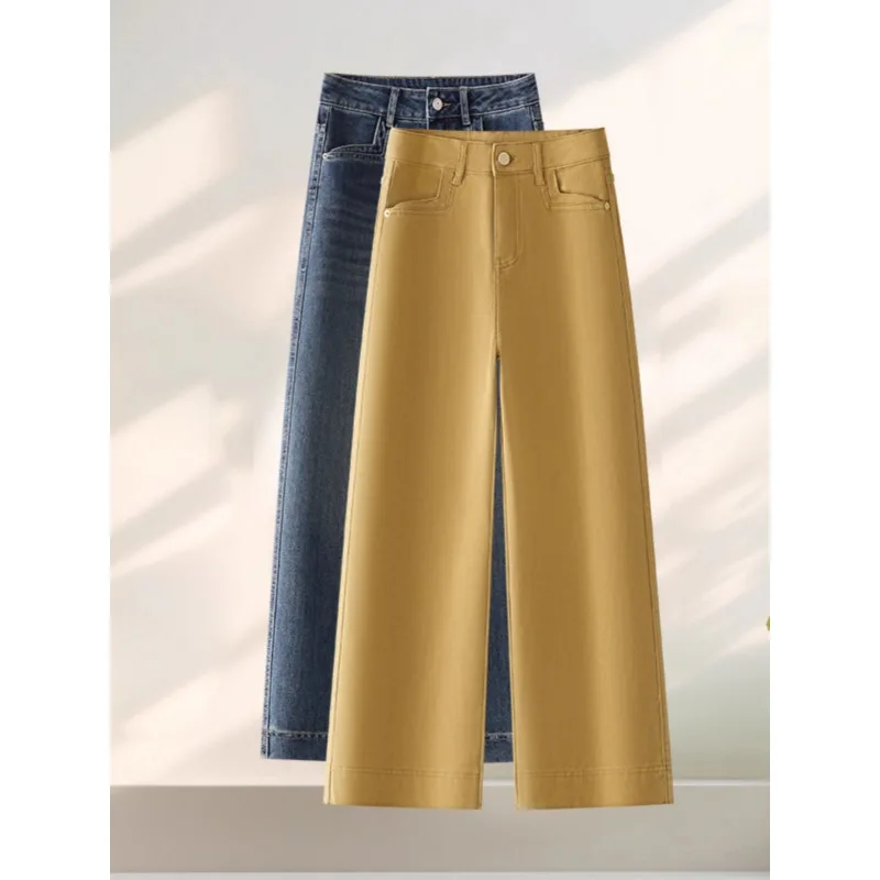 

Cement Gray Jeans for Women, and Winter Slim Straight Pants, Hip-Covering Petite Pants