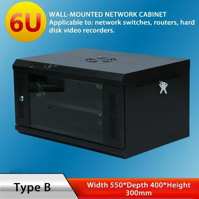 

Surveillance/Low-Voltage Cabinet or Computer Rack, 6U Network Cabinet/Wall-Mount Cabinet (220V/110V) – 1 Unit