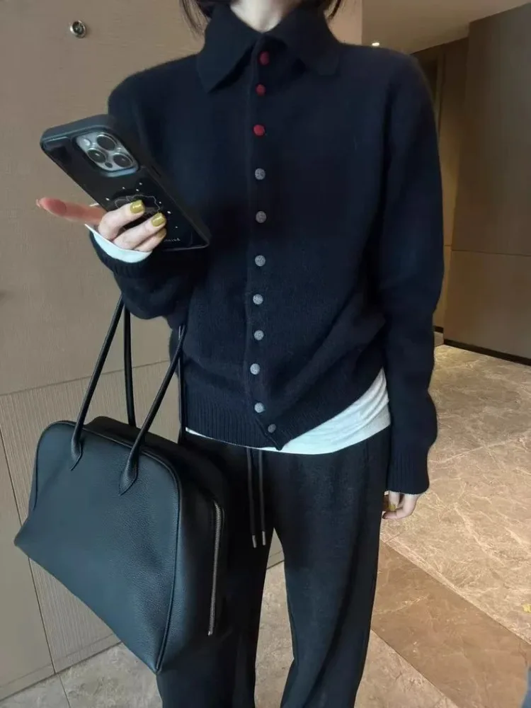 가을과 겨울 패션 신상 여성 우아한 니트 가디건 따뜻하고 두꺼운 캐시미어 캐주얼 싱글 브레스티드 한국 스웨터