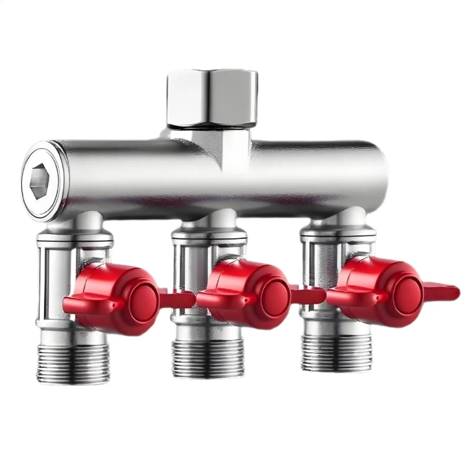 3 Way Hose Splitter Garden Water Pipe Tee Diverter 1/2 Inch Faucet Angle Valve 3 Way Water Valve 1 To 3 Diverter With Switchs