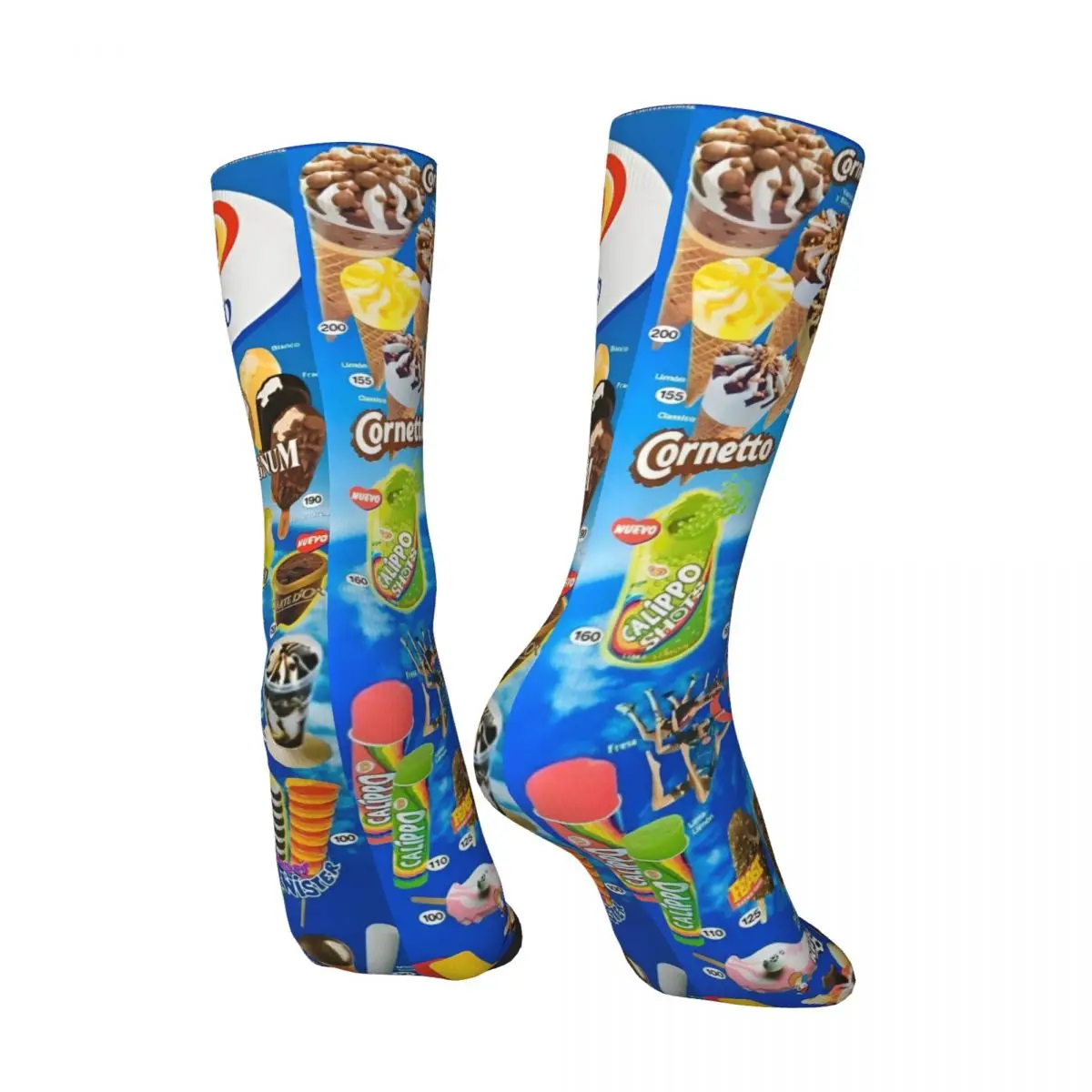 Men Women Summer Ice Cream Socks Non-slip Casual Retro Ice-Cream Print Crew Socks Best Gift Idea