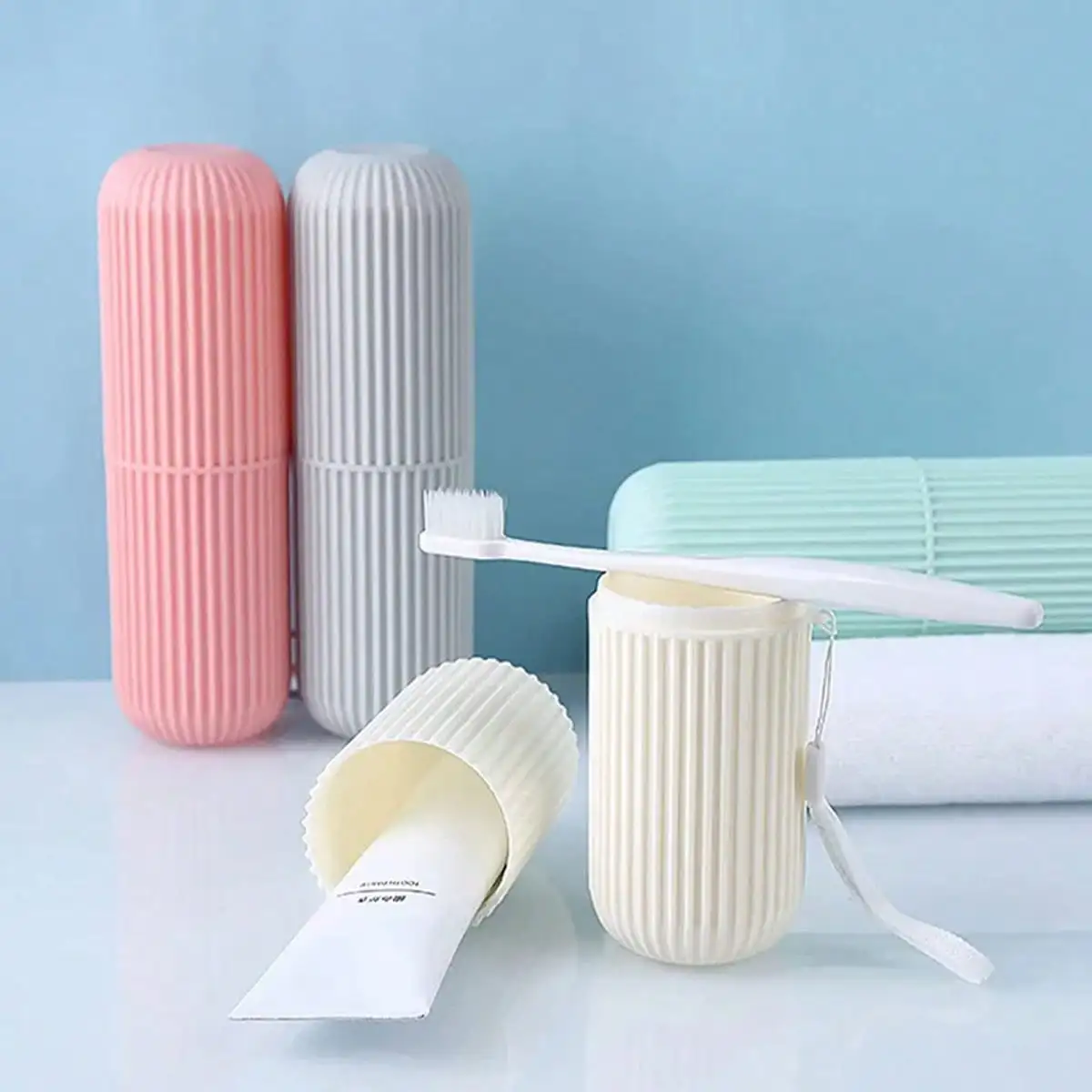 1 Portable Toothbrush, Travel Cover Cup, Bathroom Toothpaste Rack, Storage Box, Travel Camping Organizer Kit, Toiletries