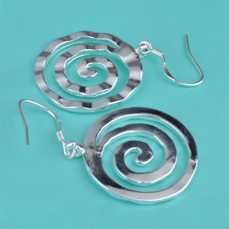 Women's 925 Sterling Silver Spiral Circle Earrings