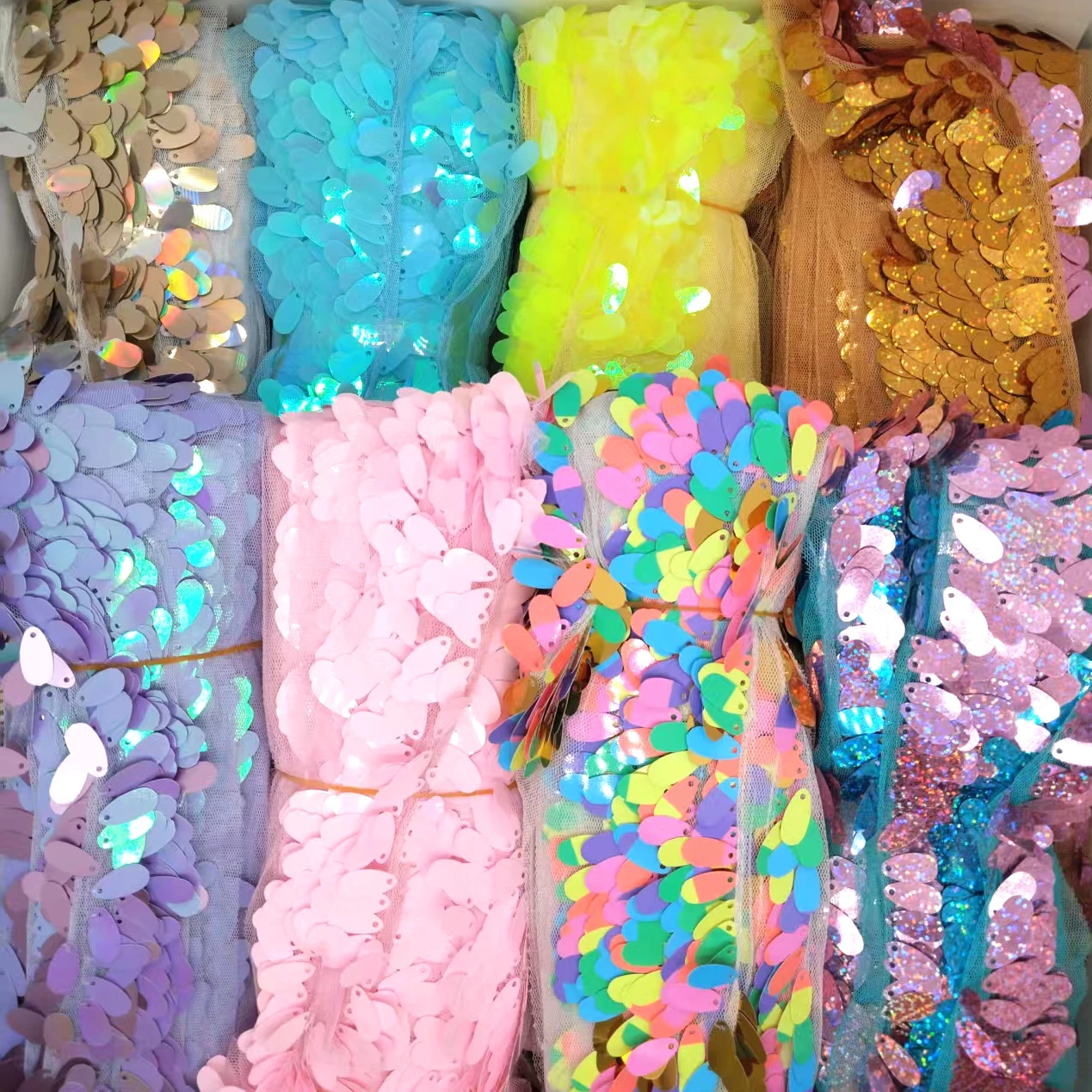 14 Yards Per Roll 3Inch 75mm Big Oval Sunflower Seed Soft Net Sequin Ribbon DIY Hair Bow Gift Wrap Wedding Party Holiday Handmad