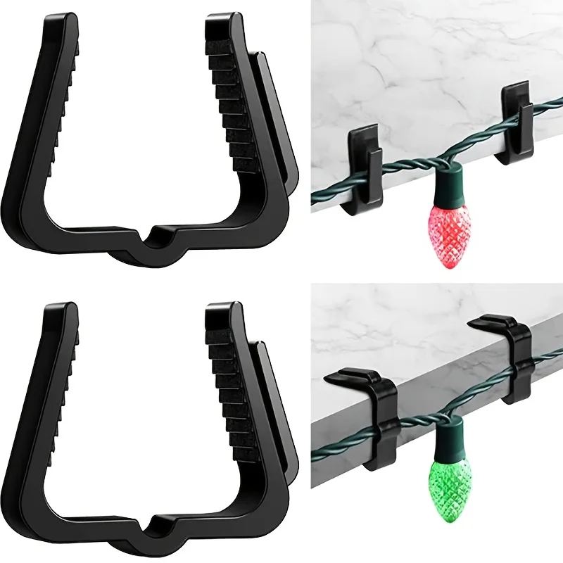 50Pcs Plastic Light Hooks Versatile Clip for Christmas Halloween Holiday Lights Roof Gutter Fence Eave Decor