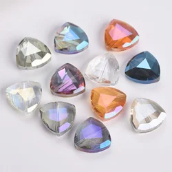 Cuentas triangulares de cristal facetado para fabricación de joyas, abalorios coloridos de 18mm para manualidades, 10 unidades