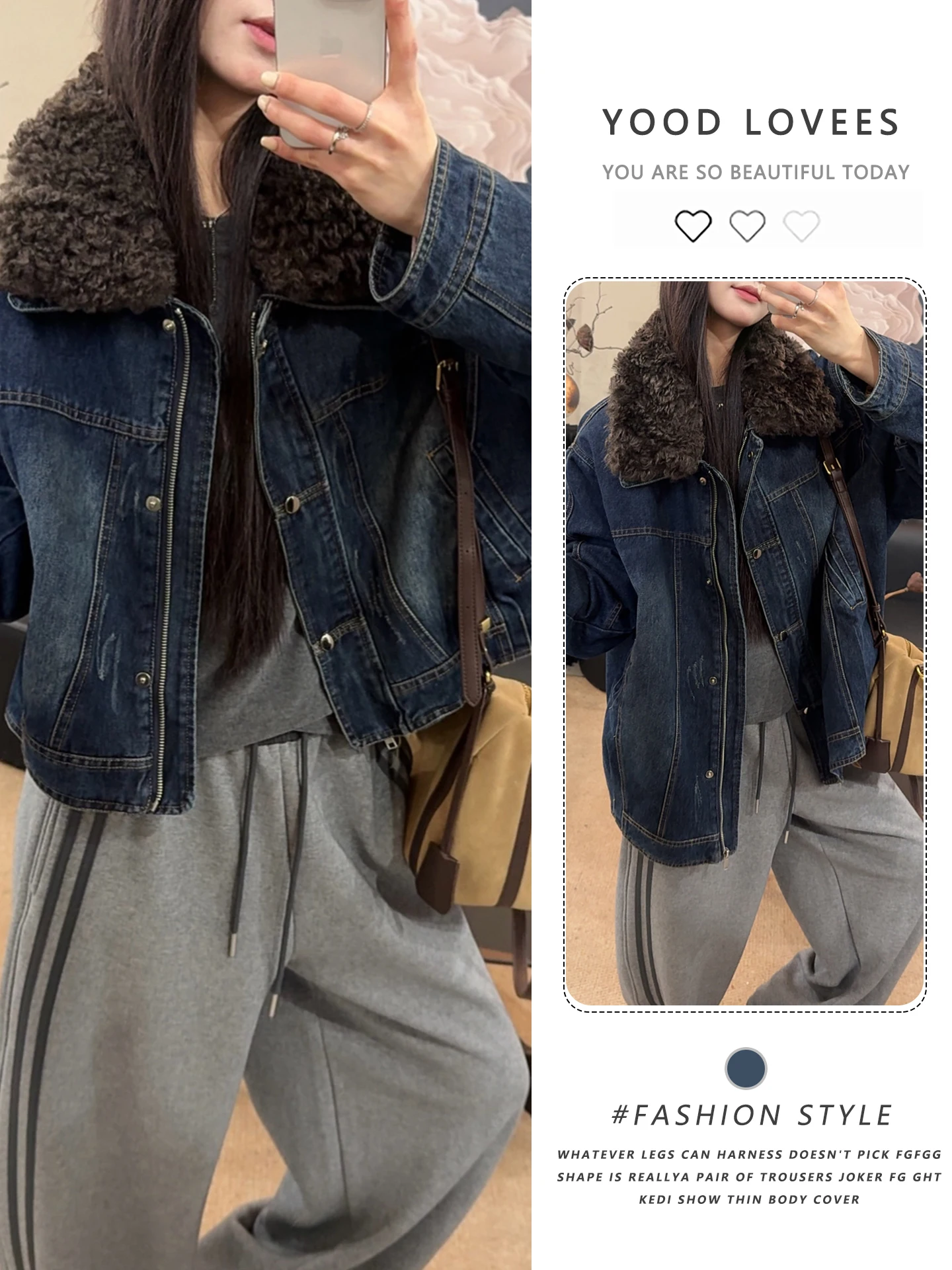 Retro Hong Kong Style Thickened Cotton Lined Denim Jacket Women's Winter New Loose Versatile Fashionable Clip-On Collar Jacket
