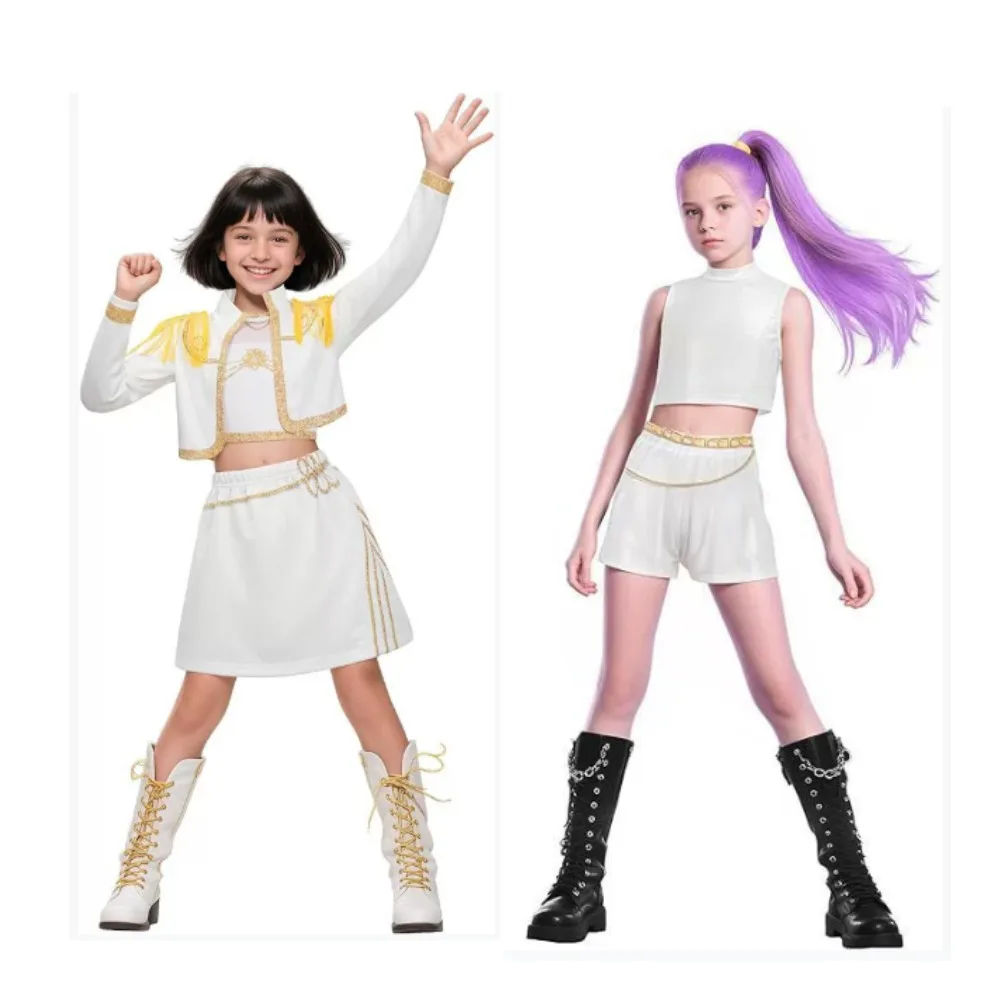 

K-Pop Rumi Zoey Mira Demon Hunters Cosplay Costume for Girl Halloween Stage 3D Printed Pattern Role Play Clothes