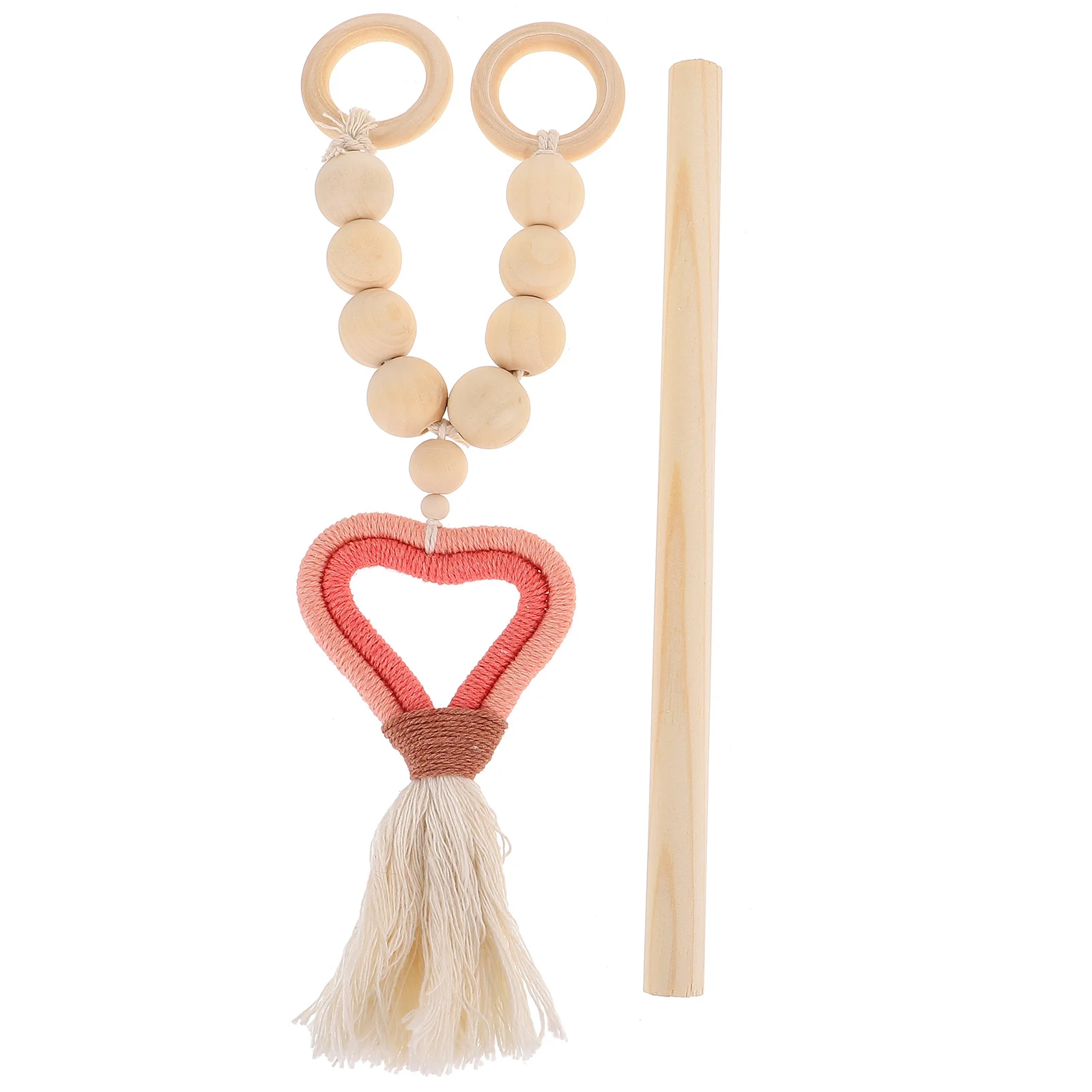 

1Set Wooden Bead Curtain Tieback with Heart Shape Tassel Elegant Curtain Holder for Home Living Room Kitchen Drapes