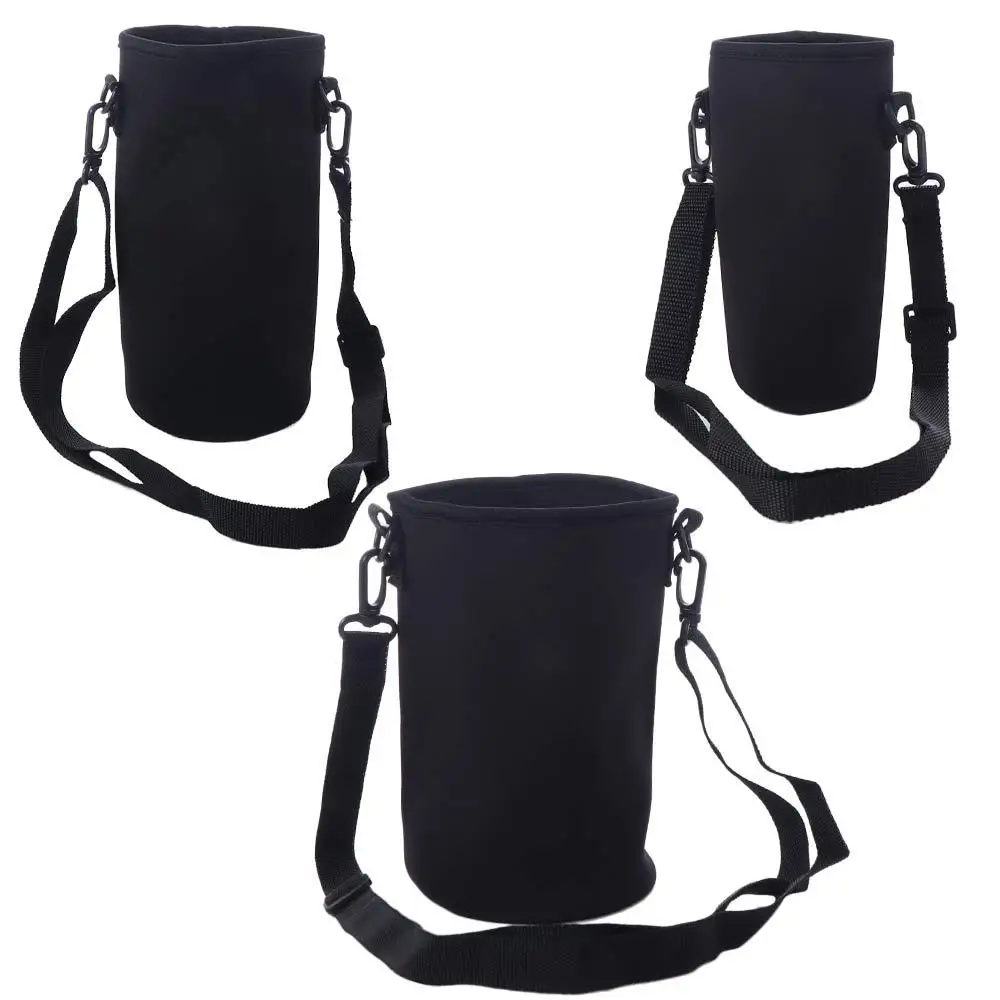 18/36/64oz Sport Cup Covers Bag Neoprene Black Water Bottle Cover Bag Strap Portable Water Bottle Carrier Sports Bottle