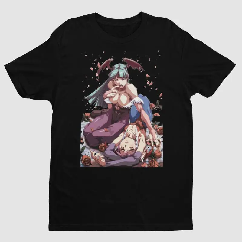 Camiseta premium de vampiro Morrigan y Lilith Darkstalkers | Arte clave | Unisex