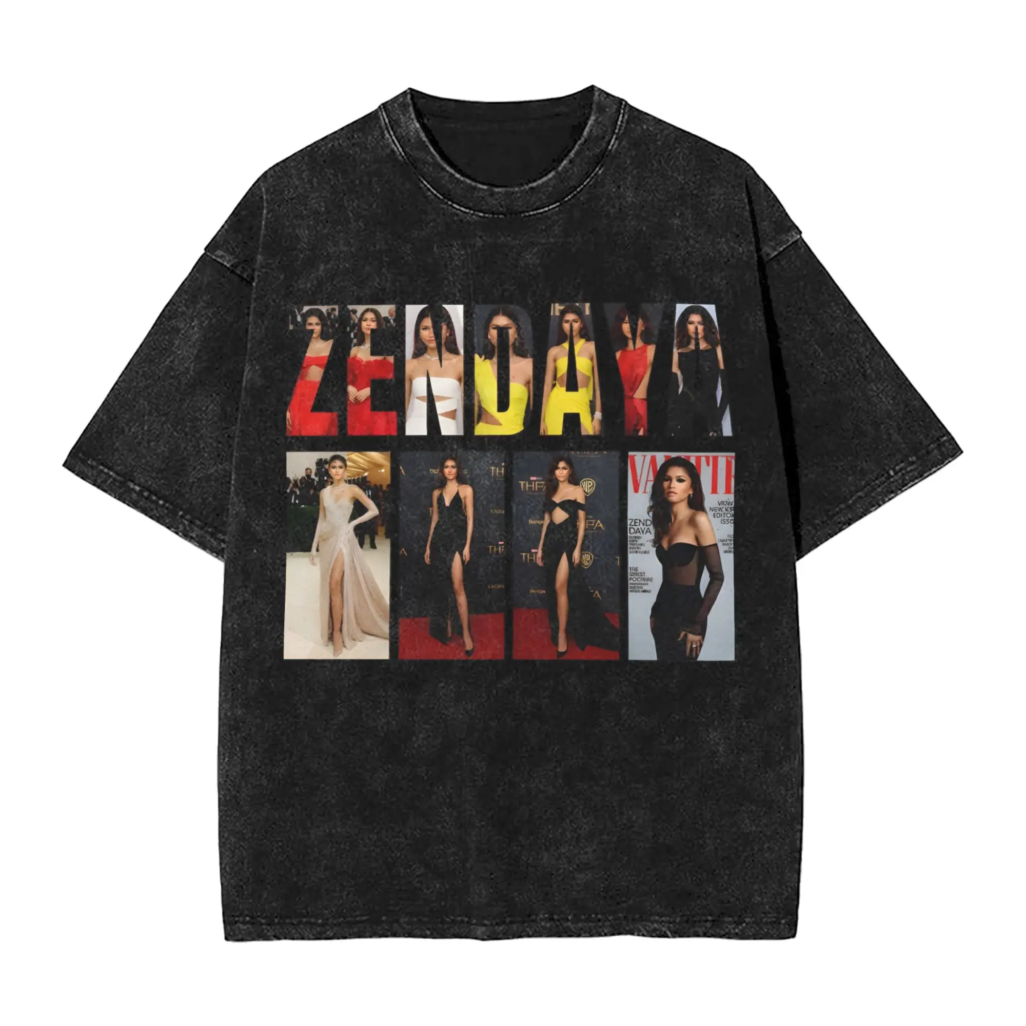 Ruby Rue Zendaya T Shirts Hip Hop Washed Short Sleeve Oversize T-Shirts  Vintage for Men Women Streetwear Printed Tees