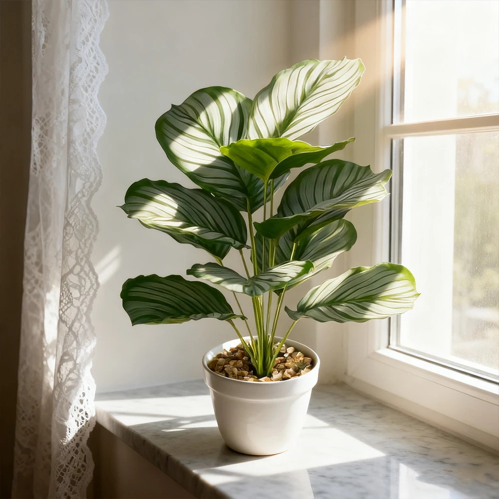 40 cm künstlicher Palme, gefälschte Monstera-Pflanzen, tropisches Kunststoffblatt ohne Topf, falscher Pflanzenstrauß für Zuhause, Garten, Party-Dekoration – Detail 3