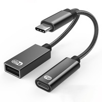 PD60W 2 in 1 Type-C To USB OTG Adapter Multifunction Converter 2-in-1 USB C To Audio Cable Splitter Fast Charging