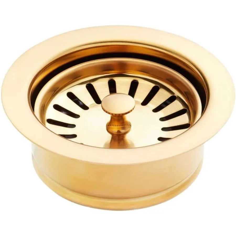 479905 41 2 Kołnierz do zlewu z korkiem do zlewów o grubości do 5/8 cala, szczotkowane złoto: Idealny do instalacji zlewów kuchennych E