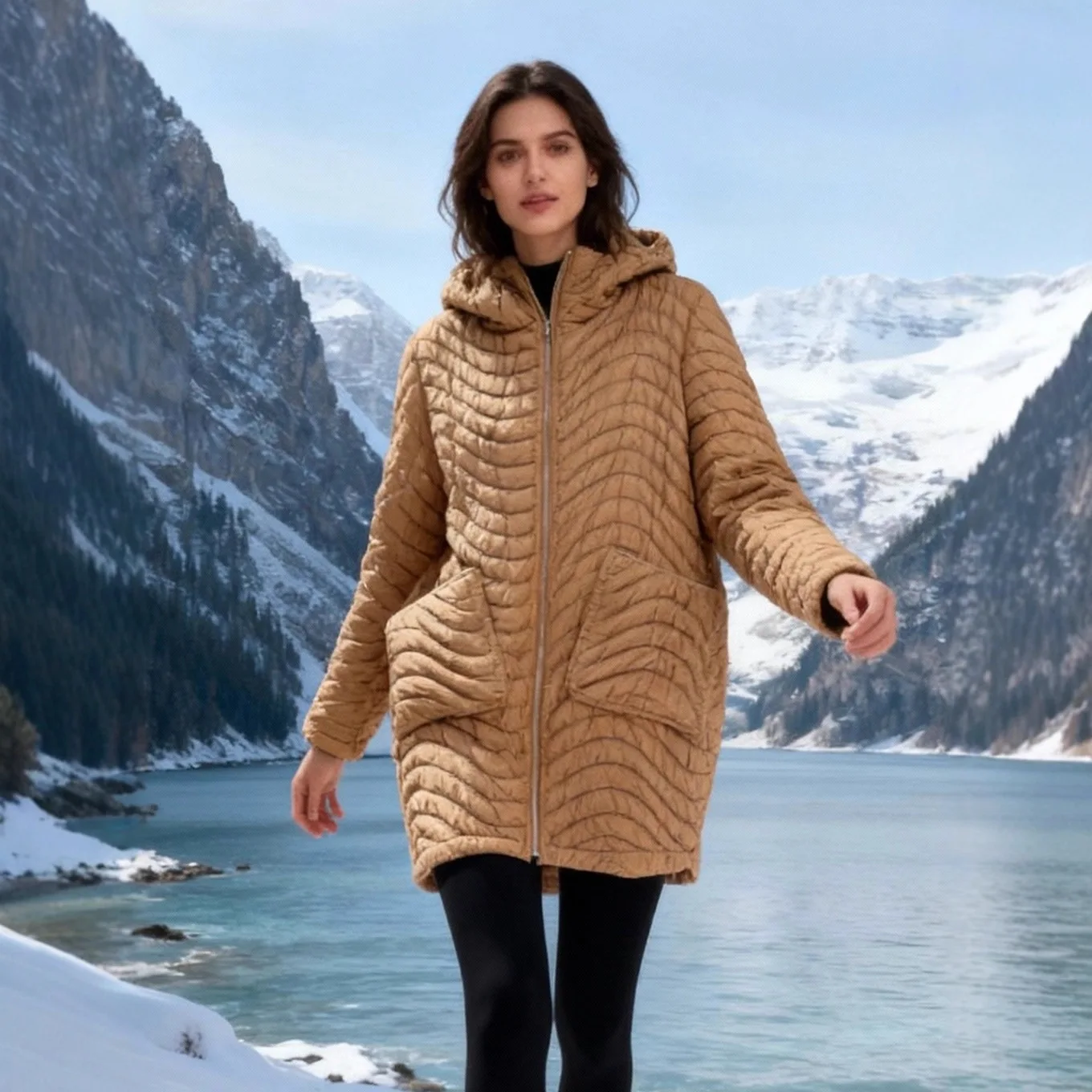 

Miyake Pleated Fashion Cotton Coat Jacket Female Winter 2025 New Large Size Women's Hooded Zip Cotton Clothing Female Models