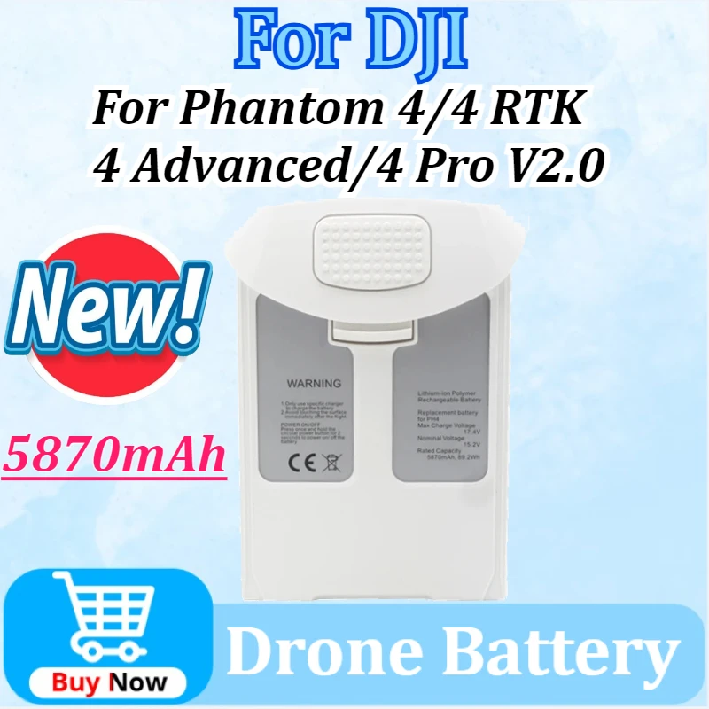 

Upgraded 15.2V 5870mAh for DJI Phantom 4/4 RTK / 4 Advanced/4 Pro V2.0 Series Drone Flight Time 30 Minutes High Quality in Stock