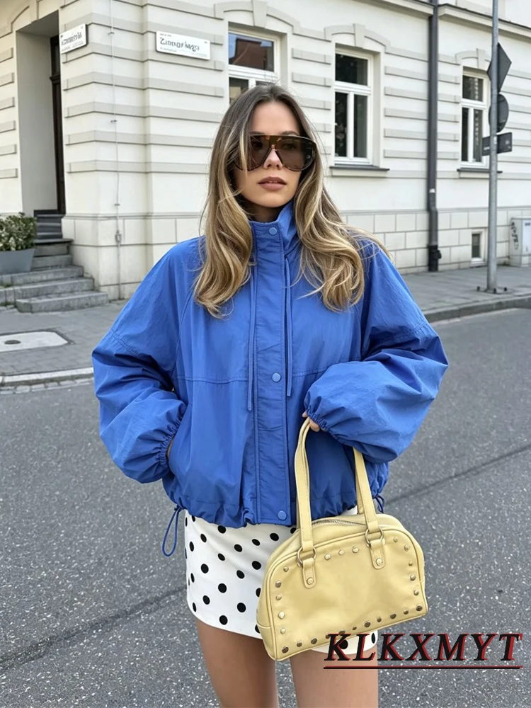 

Women Fashion High Street Solid Color Zipper Long Sleeve Stand Collar Jacket Women Spring Summer Vacation Coat 2026 New