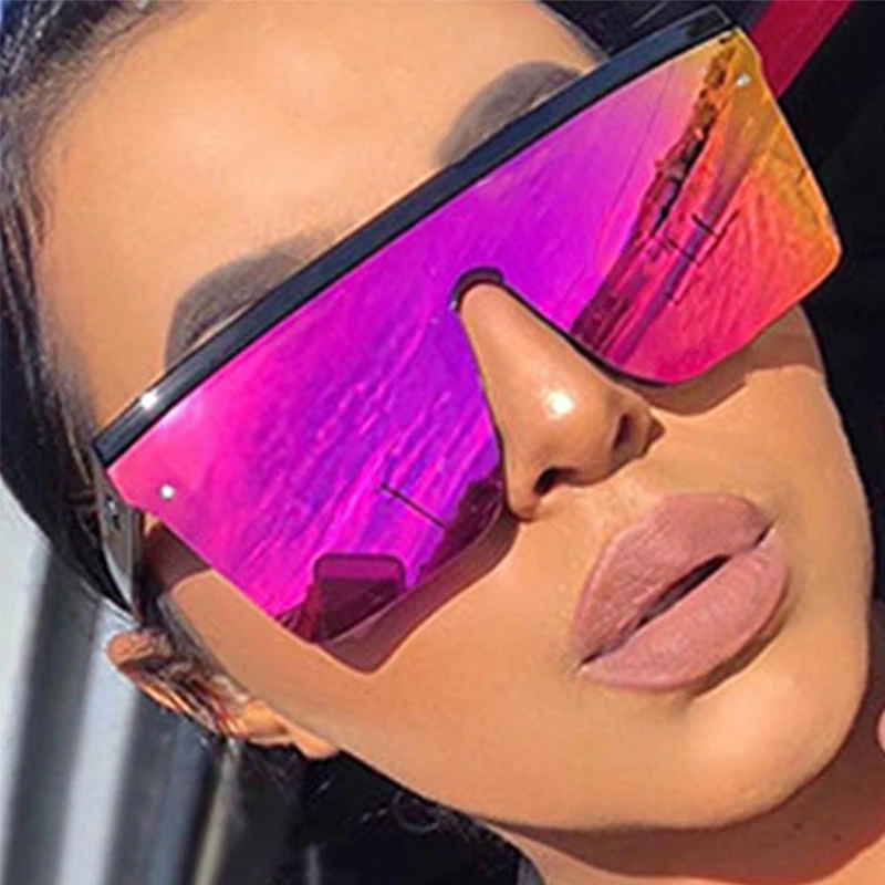 2PCS Box Fashion Trendy Sunglasses Cycling Driving Ins Sunscreen Sunshade Integrated Car Sunglasses 8821(1914)