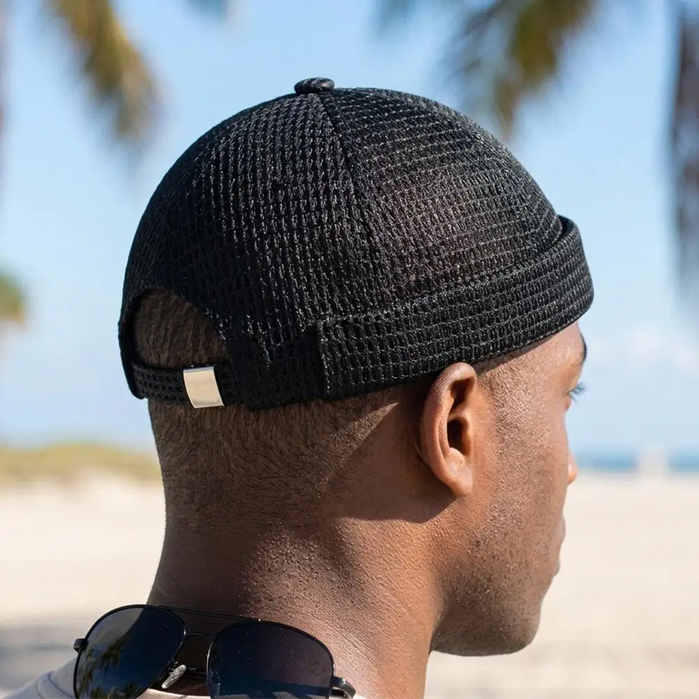 Hip-Hop Kappe Docker Mütze Fahrradkappe Atmungsaktive Mesh-Mütze ohne Krempe Melonenhaut-Hut Sommer Mesh Brimless Docker Kappe – Detail 12