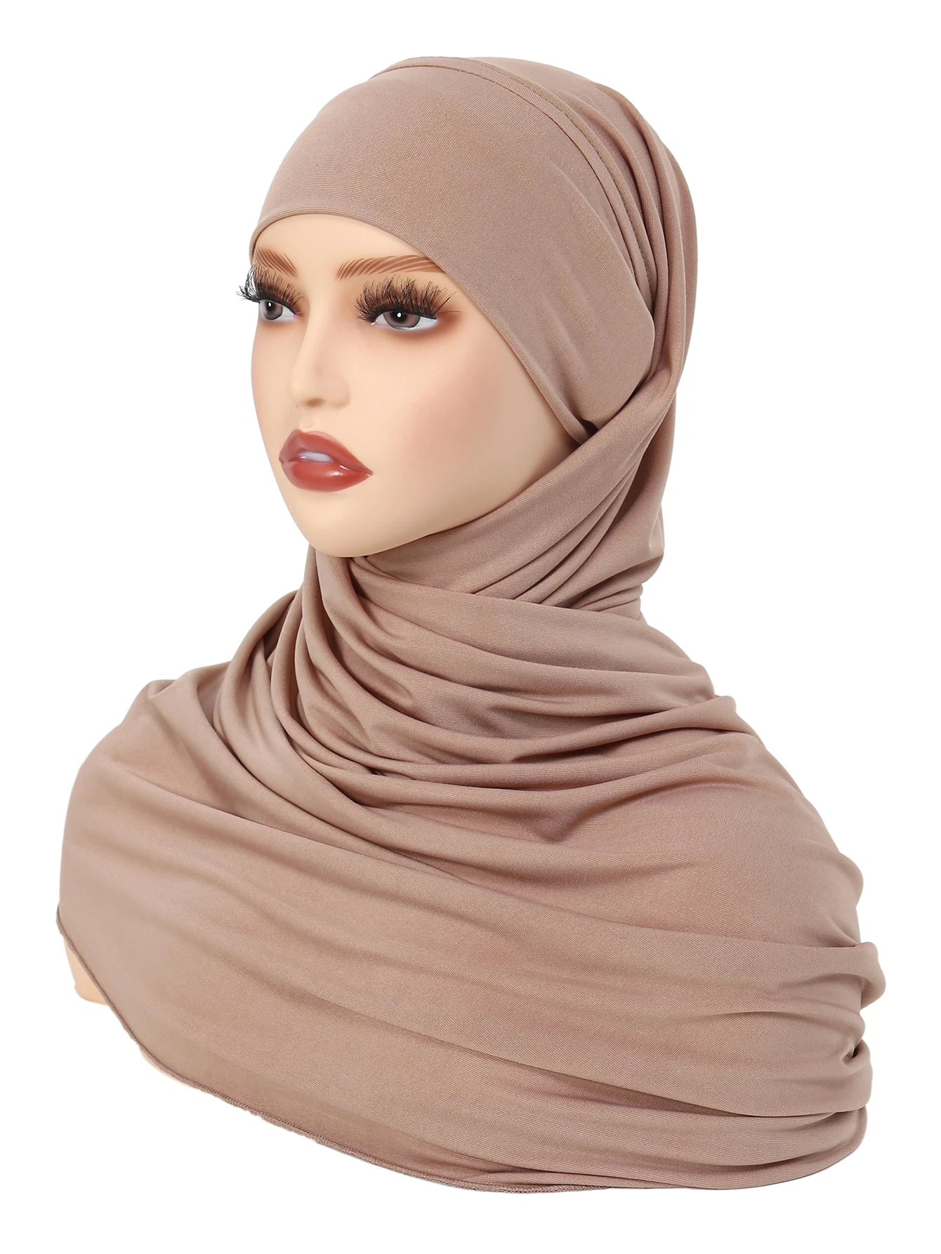 Crystal Hemp Women\'s Hijab Solid Color Muslim Ladies Turban Soft Elastic Headscarf Middle Eastern Head Wrap Head Scarf