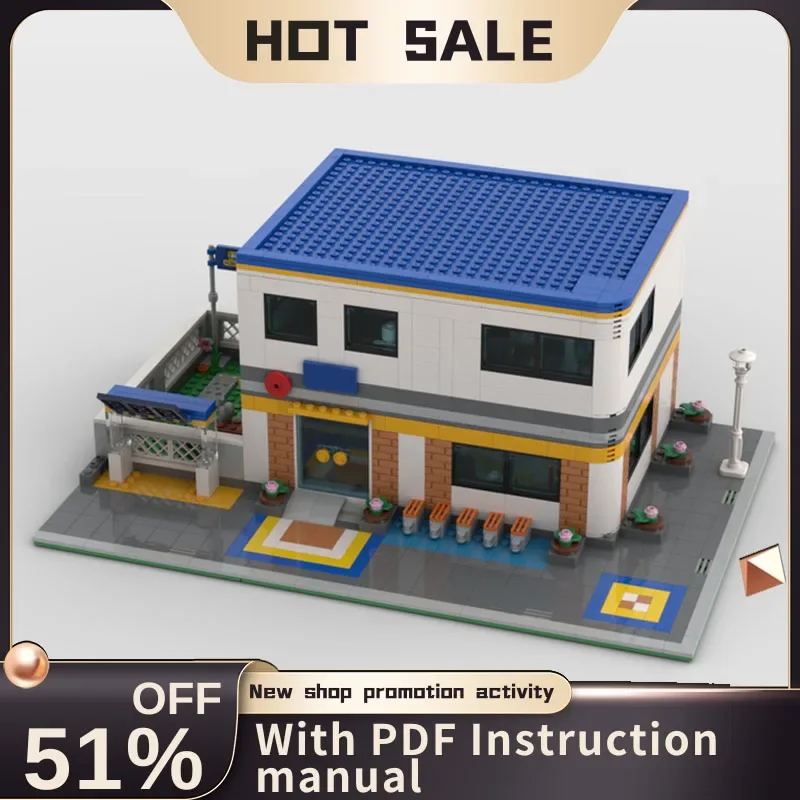 

New 1304Pcs City Hot Selling Street View Moc Modular School Day Model Custom Puzzle Diy Creative Ideas Kids Toys Birthday Gift