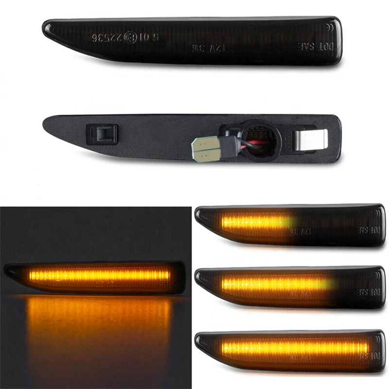 Dynamic LED Side Marker Lights Turn Signal Lamp Sequential Blinker 12V Amber For 2002-2008 BMW E65 E66 E67 745i 750i 760i