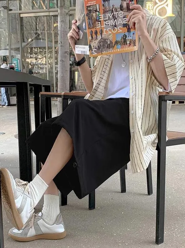 

Extra Large 300 Pou Hong Kong Sle Wide Leg Seven-Foot Men's Summer Loose Straight Casual Sport orts Ins Faion