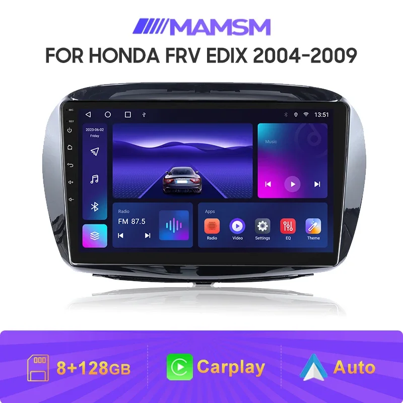 MAMSM For Honda FRV EDIX 2004-2009 Car Radio Android 12 GPS Navigation Stereo Multimedia Player Auto Carplay 2K QLED No 2din 4G