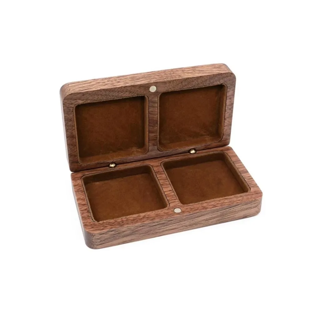

Wooden Couple Ring Box Large Capacity Jewelry Organizer Ring Bearer Box Double Seat Display Holder Rings Gift Box Necklace