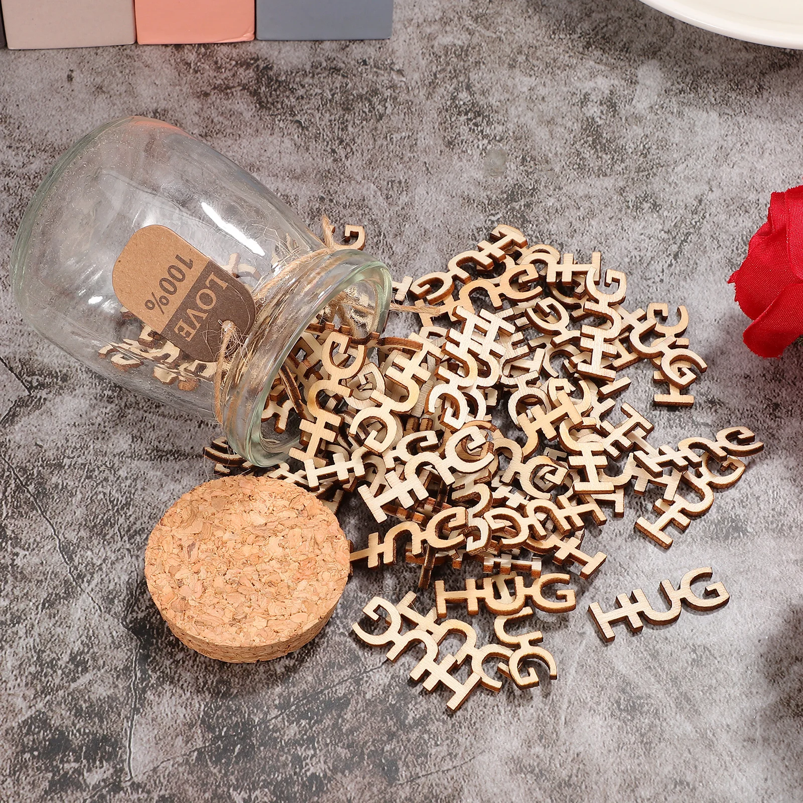 

Hugs in A Jar Gift Hugs Wooden Cutouts Unique Design Long Lasting Comfortable Experience Exquisite Tabletop Decoration Versatile