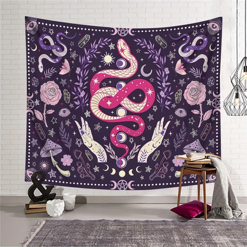 VIKAMA Tarot Astrology Snake Rabbit Star Moon Tapestry: Myst