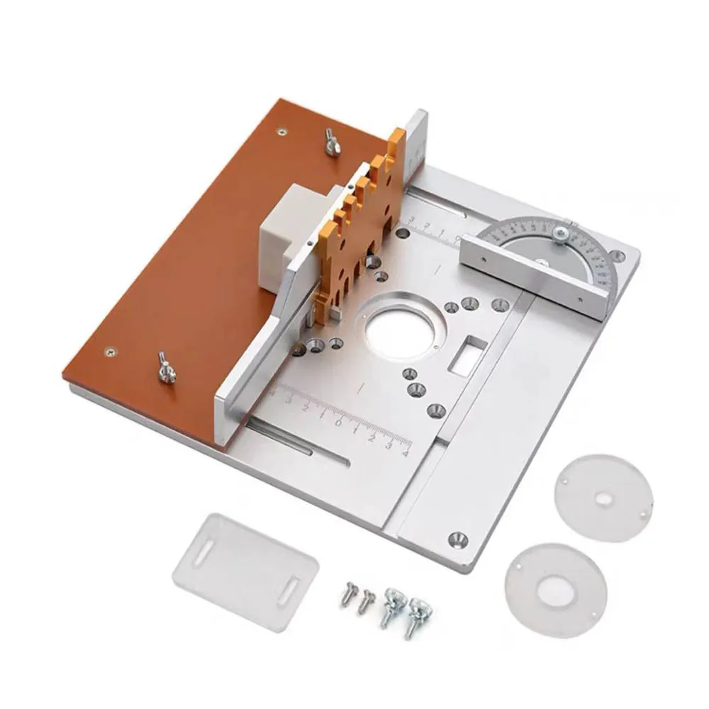 New Aluminium Router Table Insert Plate Electric wood milling flip board with Miter Gauge Guide table saw Woodworking tool