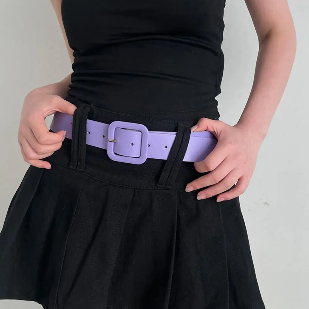 

Sweet Y2k PU Leather Belt Candy Color Square Buckle Wide Belt Waist Belt Dress Decor Trouser Decoration Trouser Decoration
