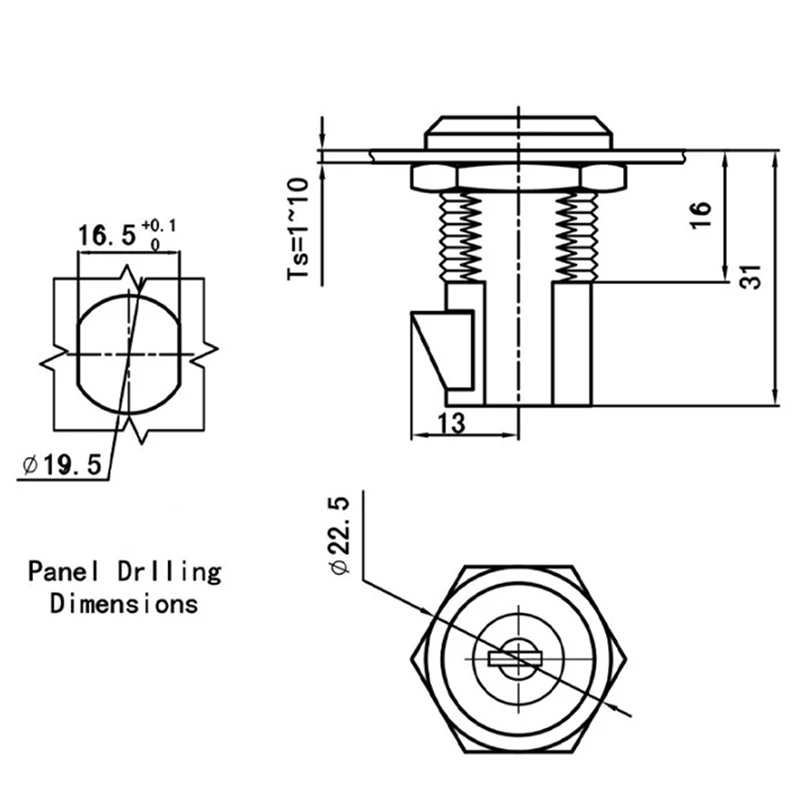 MS826 Cabinet Cam Lock,Fire Hydrant /Cylindrical/ Press Lock For Distribution Box