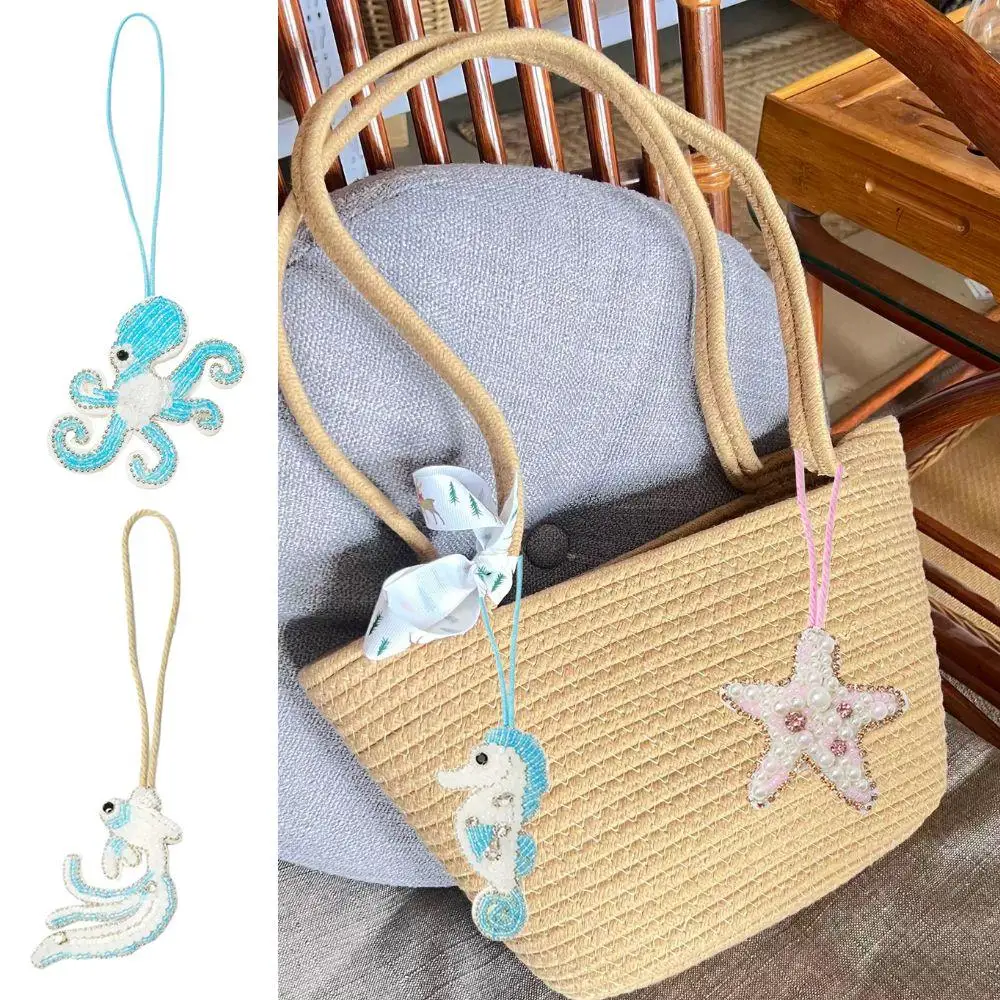 

Handmade 3D Whale Starfish Bag Pendant Hanging Rope Patch Beaded Sewing Bag Pendant Rhinestone Beaded Crystal Bag Lanyard 2025