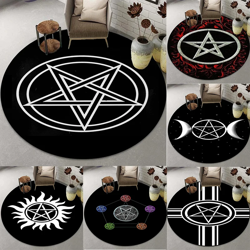 الخماسي ستار صفيف السجاد المستديرة الثلاثي القمر آلهة الخماسي الشيطان السجاد الشيطان فخ خارق ماجيك موضوع السجاد