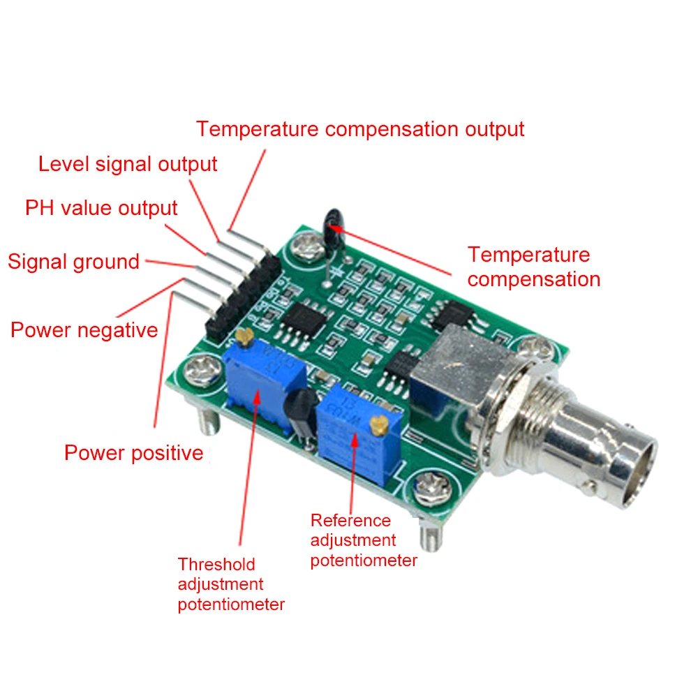 Liquid PH 0-14 Value Detection Regulator Sensor Module Monitoring Control Meter Tester BNC PH Electrode Probe For Arduino