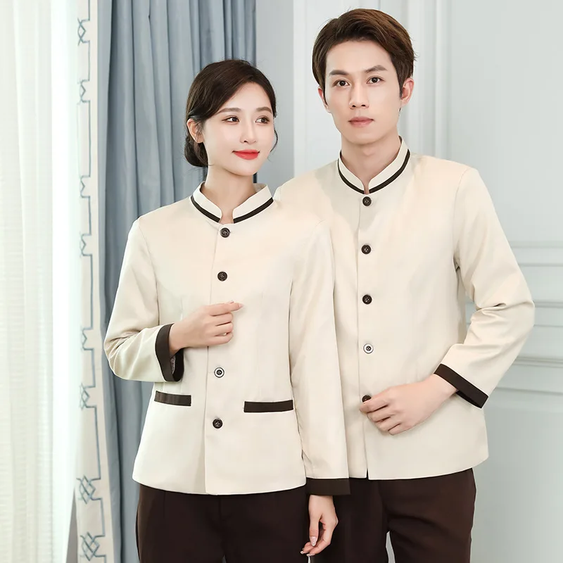 Servizio di pulizia Manica lunga Autunno Inverno Hotel Camera degli ospiti Pulitore Uniforme da lavoro Top Proprietà Zia Uniforme da lavoro