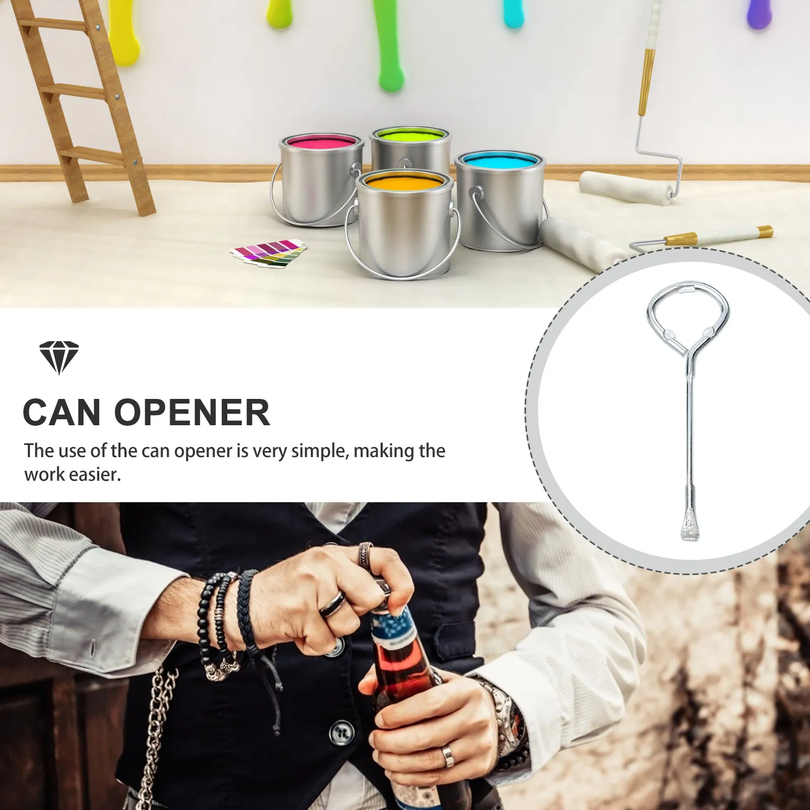 

2Pcs Premium Metal Can Opener Strong Wear Resistant Lid Opener for Paint Buckets Time Saving Labor Saving Manual Opening Tool