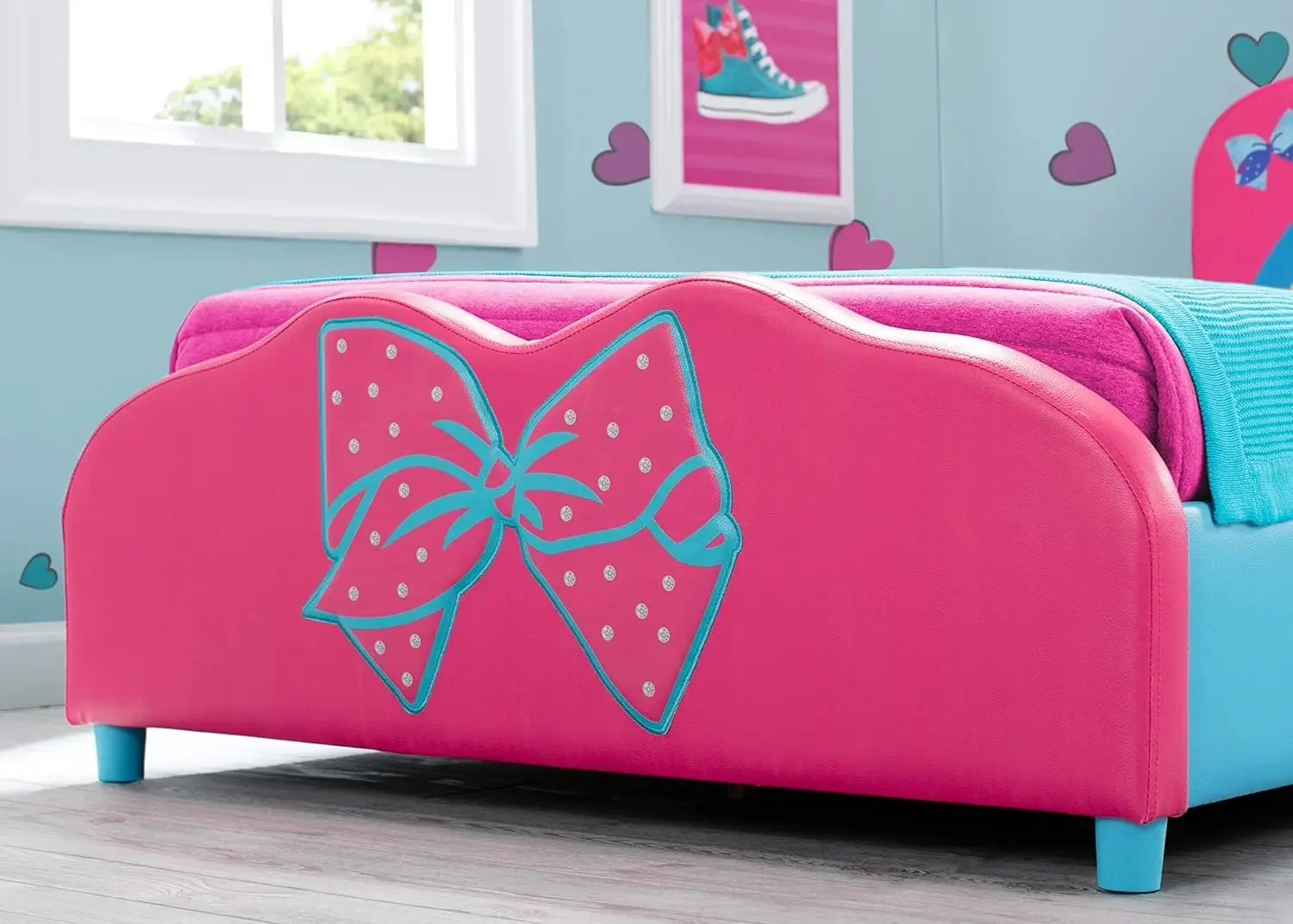 Cama de solteiro estofada infantil,