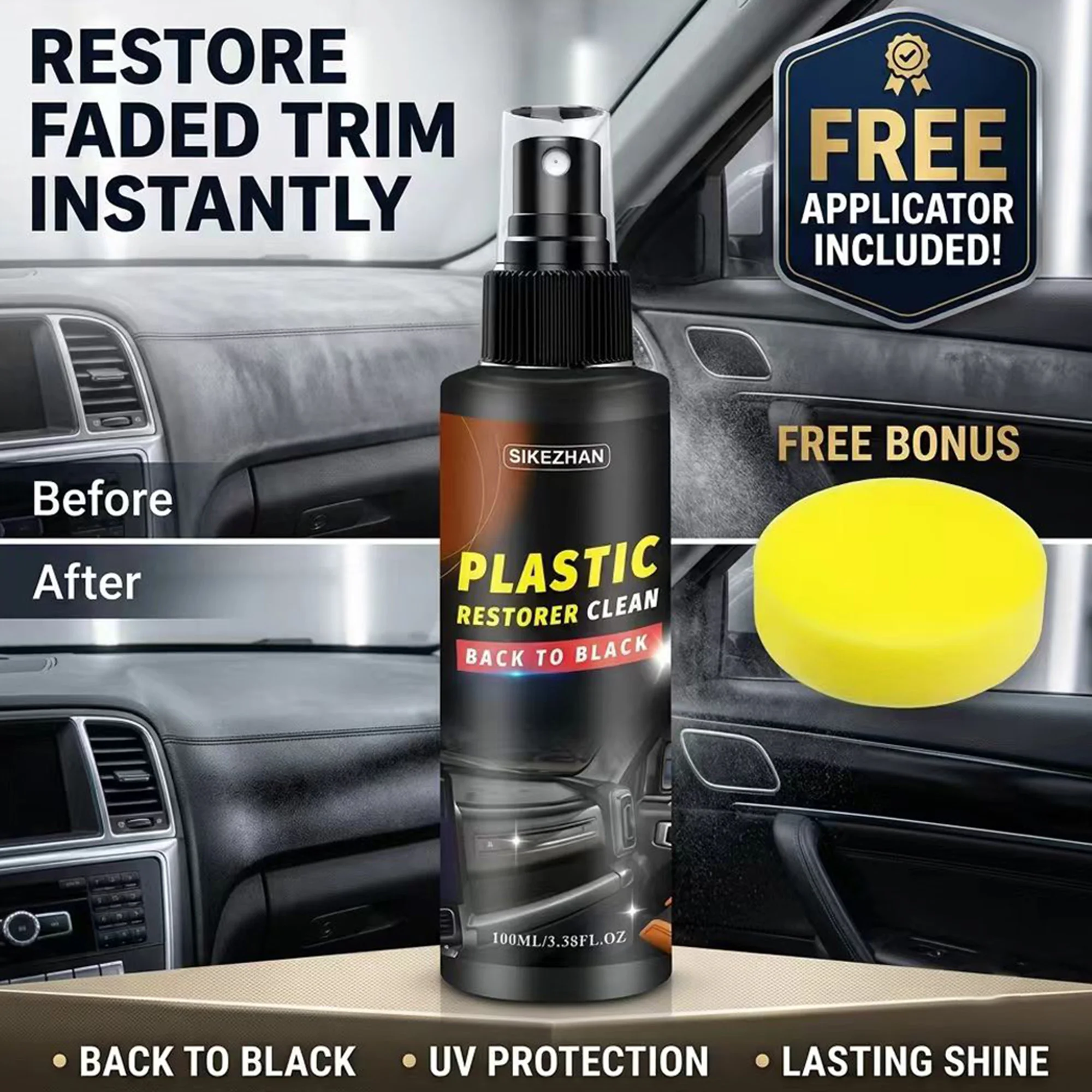 Trim Restorer Plastic - Car Plastic Restorer & Back To
