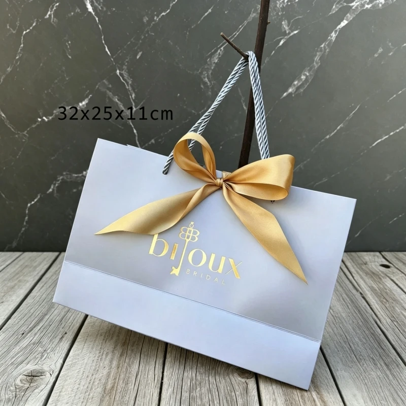 10 Stück rosa Geschenktüten aus Papier mit Schleife, Hochzeitsgeschenkboxen, Gastgeschenke, Geburtstagsparty-Taschen / Verpackung für Pyjamas, Kleidung, Perücken – Detail 14