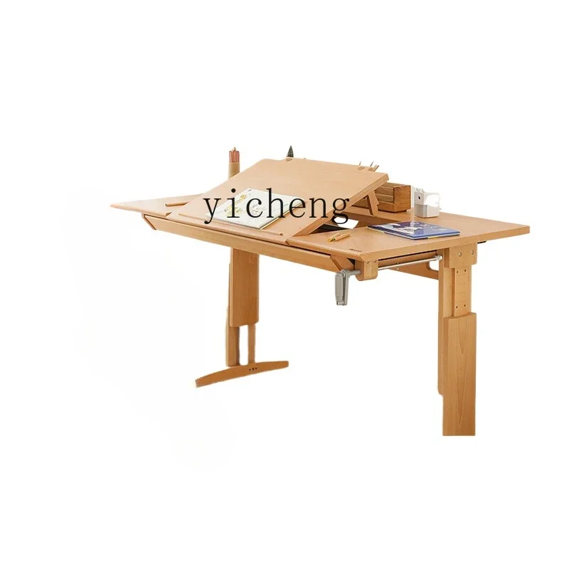 

Tqh Children's Study Desk Student Desk Adjustable Table Home School Desk and Chair Suit