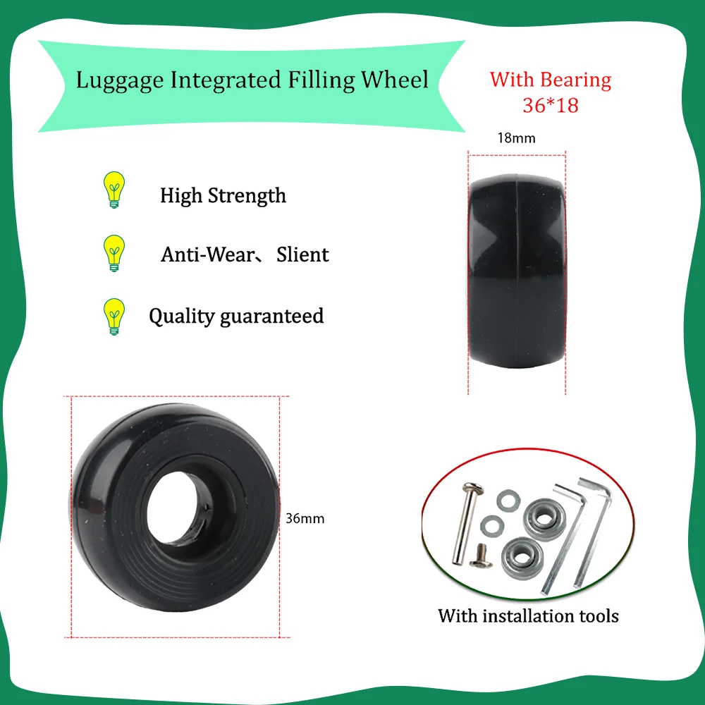 36-18 Reisegepäck einteilig hochela tisches Perfusion srad Silent Trolley Koffer Ersatz Einrad Felgen rad Teile